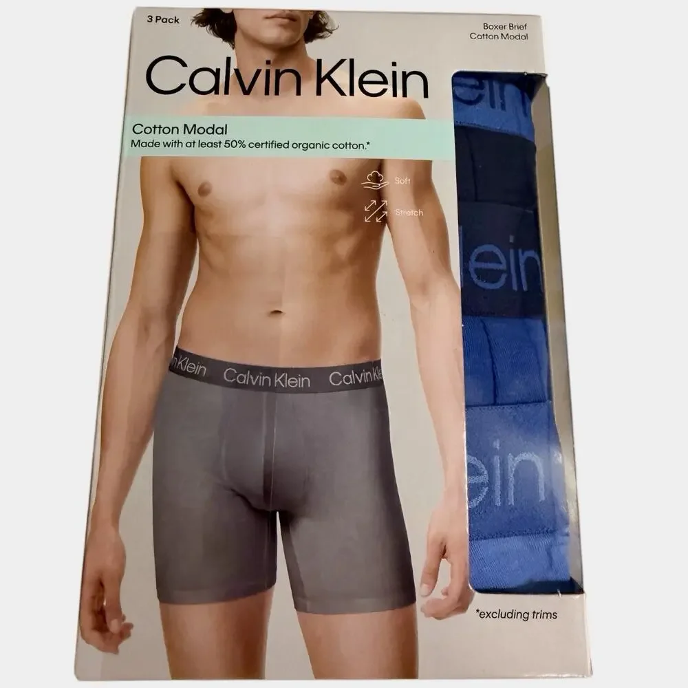 Calvin Klein Pack of 3 Boxer Briefs Size Medium Logo Waistband NEW MSRP $47
